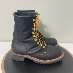 AdTec Logger Work Boots Men 7.5 Black Leather 9" Waterproof Steel Toe Work